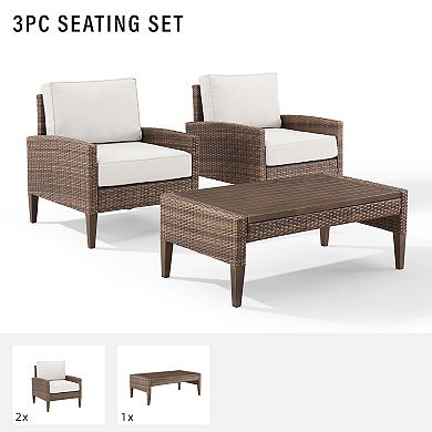 Crosley Capella Outdoor Wicker Chair & Table 3-piece Set