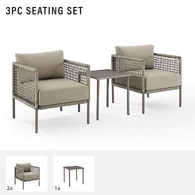 Crosley Cali Bay Patio Wicker Arm Chair & End Table 3-piece Set