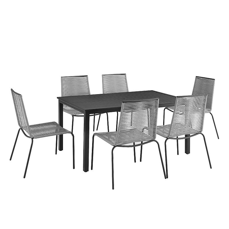 Crosley Fenton Patio Wicker Dining Table & Chair 7-piece Set, Grey