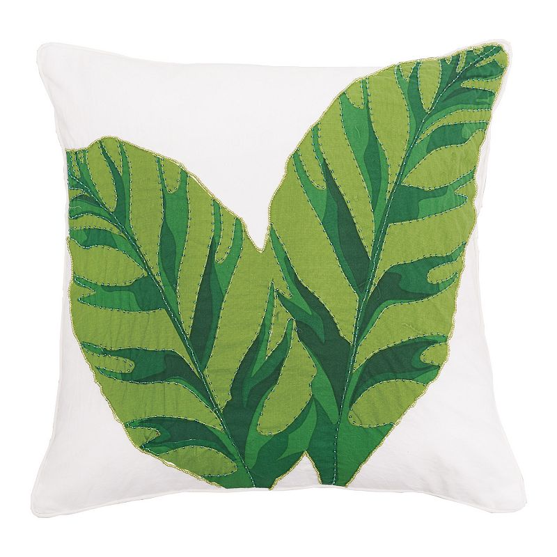 C&F Home Layla Banana Leaves Throw Pillow, Green, 18X18