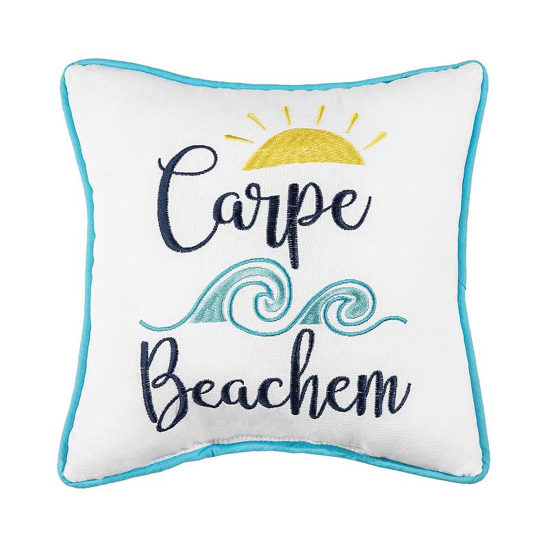C&F Home Carpe Beachem Saying Throw Pillow, Blue, 10X10