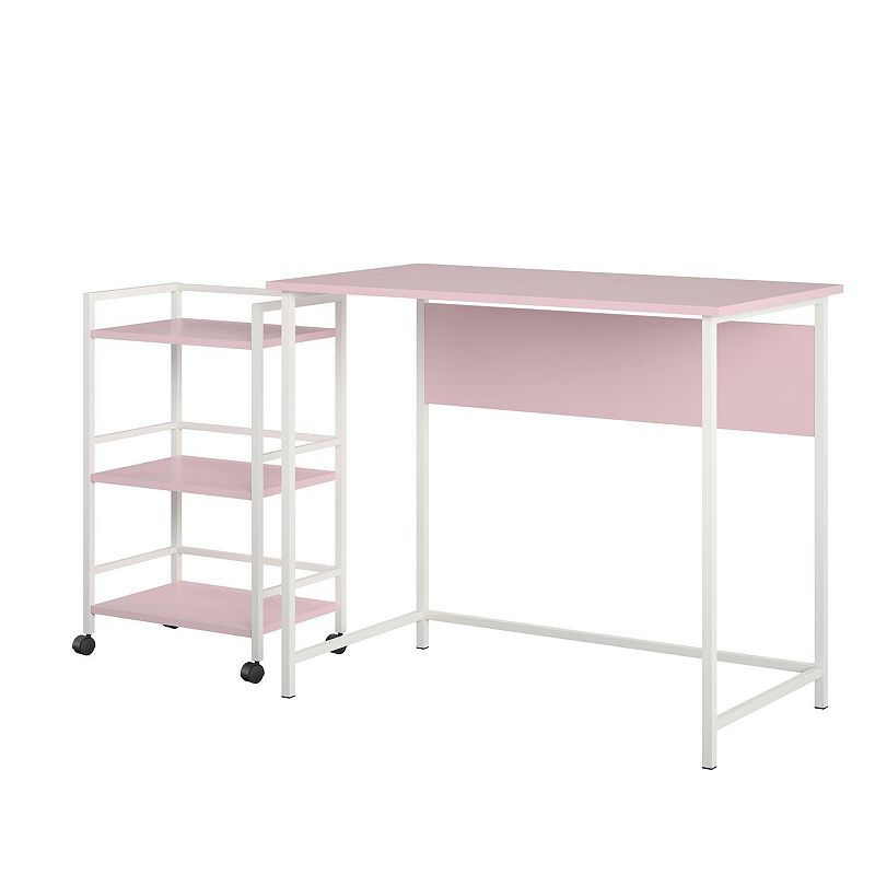21044446 Ameriwood Home Baylor Desk with Rolling Cart, Pink sku 21044446