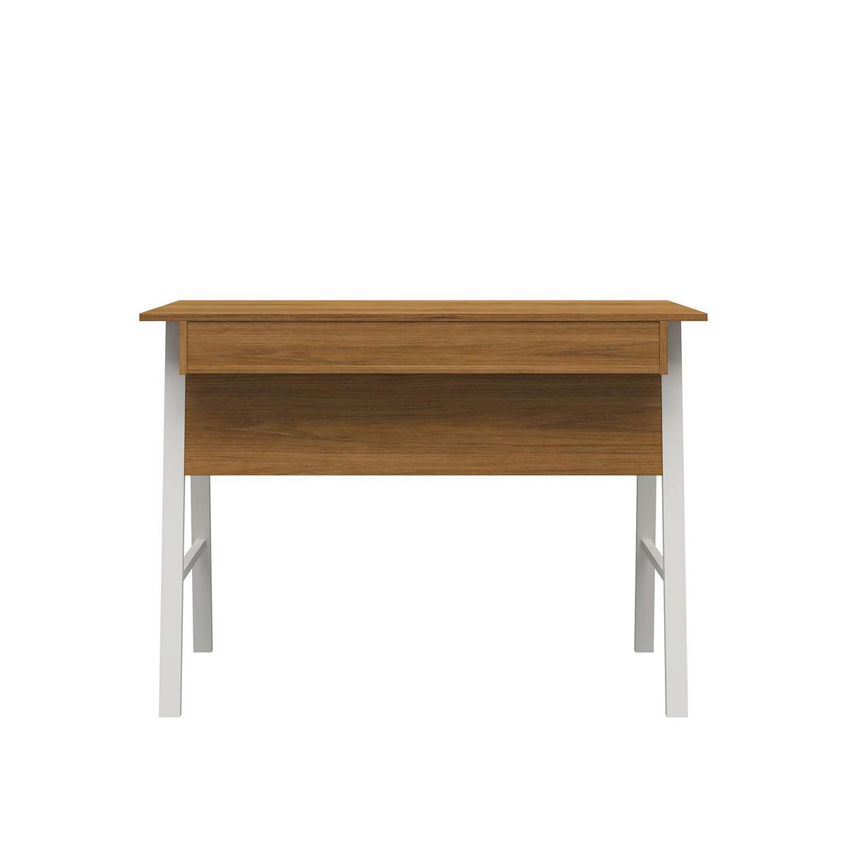 Ameriwood Home Oxford computer desk with drawer, front view wood-tone panels
