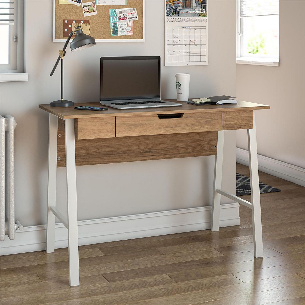 Ameriwood Home Oxford computer desk with drawer, side view in workspace