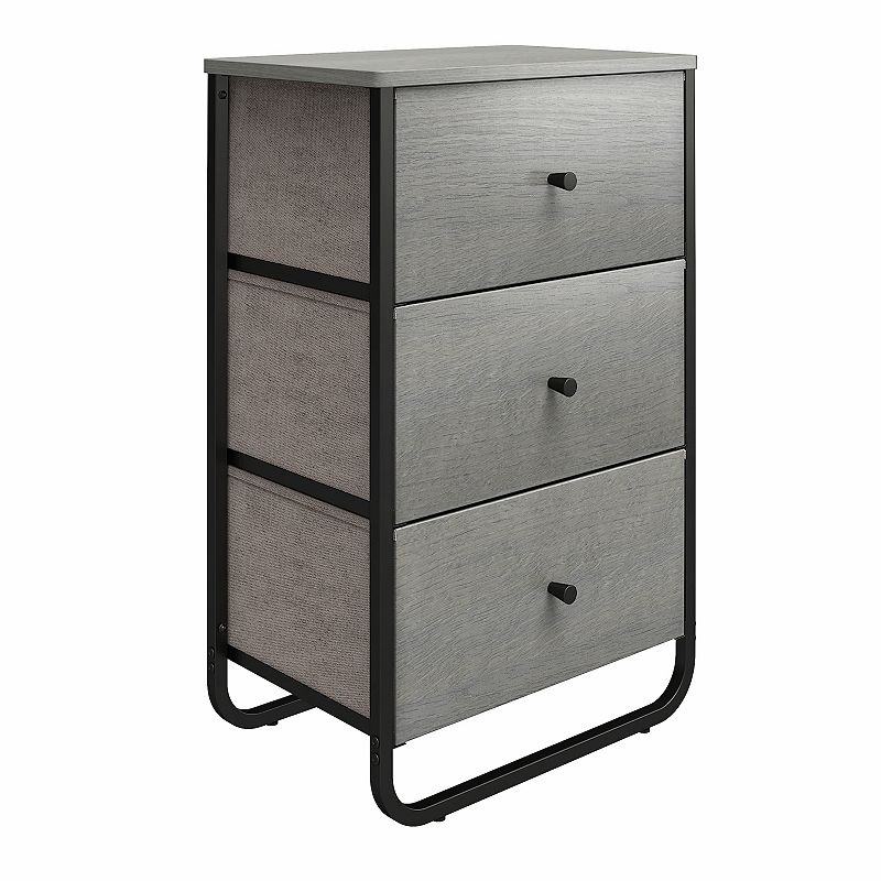 Ameriwood Home Keegan 3-Fabric Bin Storage Organizer, Grey