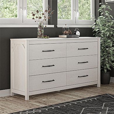 Ameriwood Home Augusta 6-Drawer Wide Dresser with Easy SwitchLock Assembly
