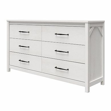 Ameriwood Home Augusta 6-Drawer Wide Dresser with Easy SwitchLock Assembly