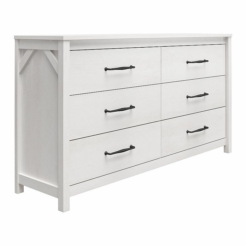 Ameriwood Home Augusta 6-Drawer Wide Dresser with Easy SwitchLock Assembly,