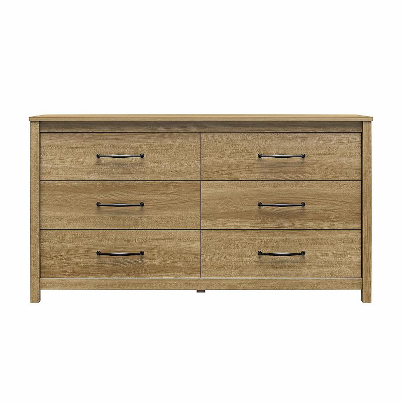 Ameriwood Home Augusta 6-Drawer Wide Dresser with Easy SwitchLock Assembly,