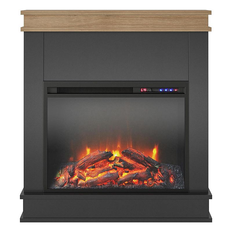 Ameriwood Home Mateo Fireplace with Mantel, Black
