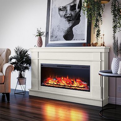 Ameriwood Home Elmcroft Wide Mantel with Electric Fireplace