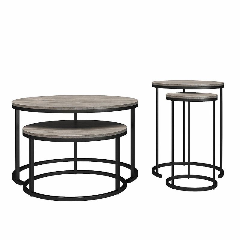 Ameriwood Home Camdale Nesting Coffee & End Table 4-piece Set, Grey
