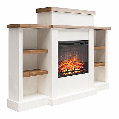 Ameriwood Home Gateswood Electric Fireplace with Mantel & Bookcase