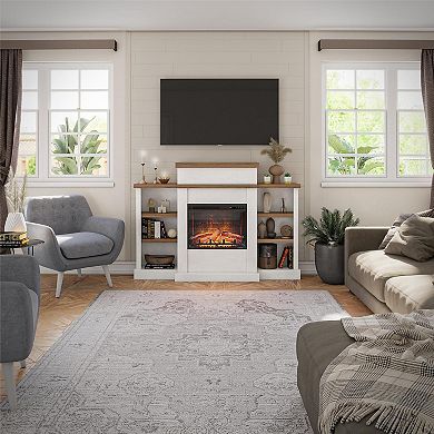 Ameriwood Home Gateswood Electric Fireplace with Mantel & Bookcase