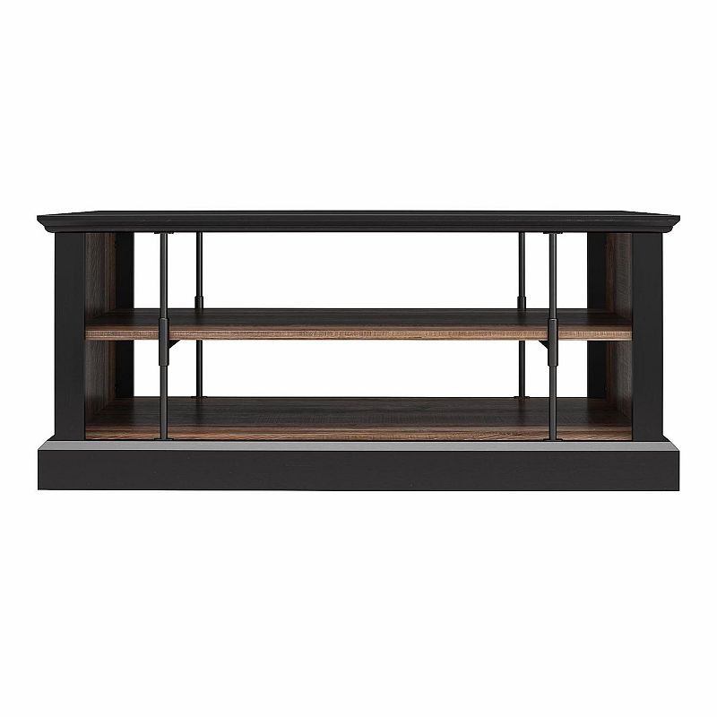 Ameriwood Home Hoffman Two-Toned Rustic Coffee Table with 2 Shelves, Black