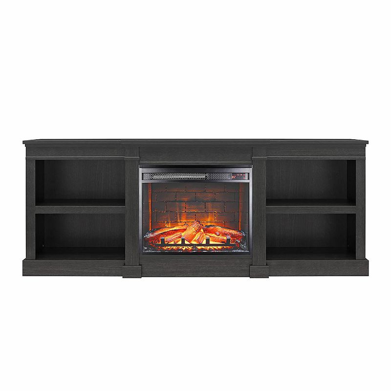 Ameriwood Home Baileywick TV Console with Electric Fireplace, Black