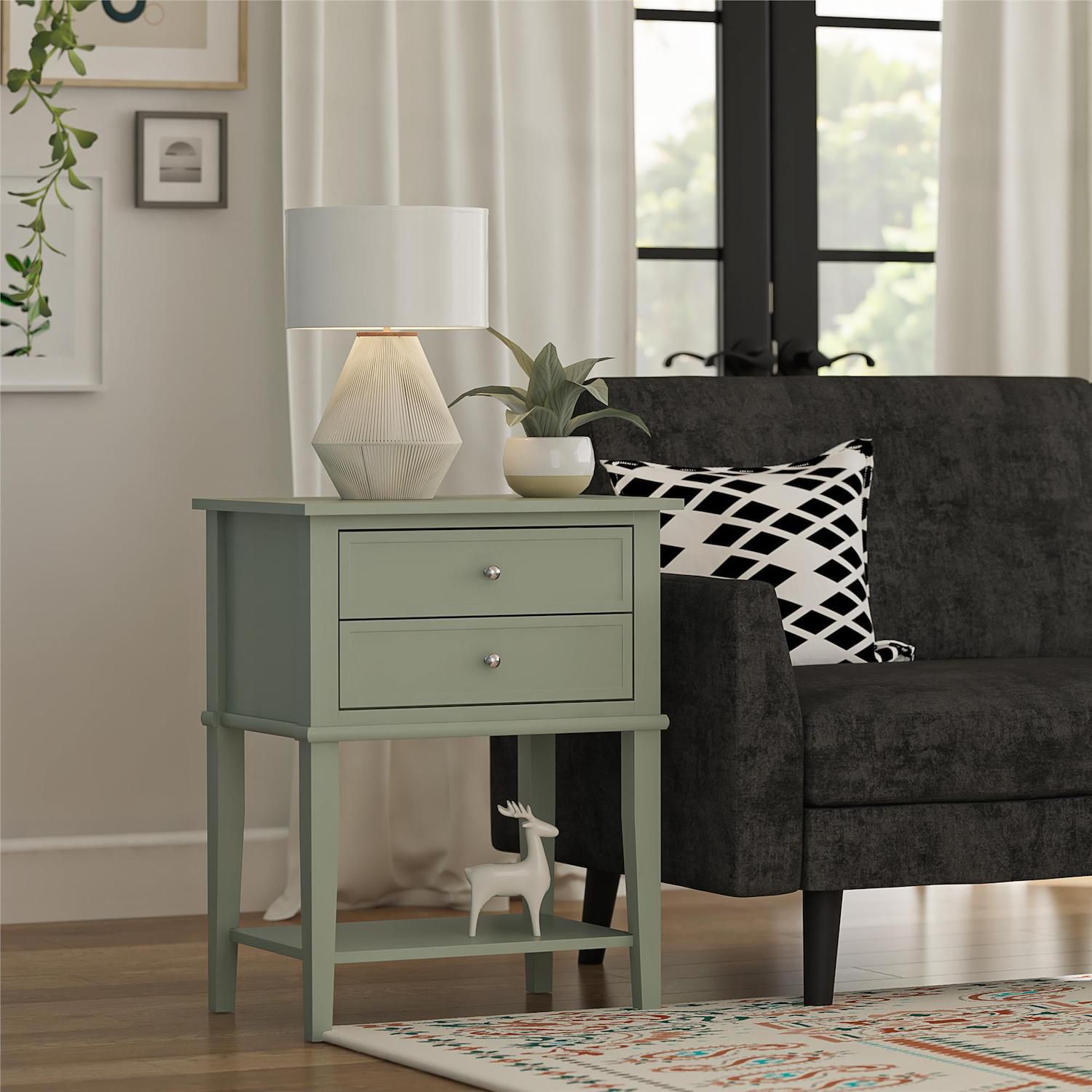 Dorel Ameriwood Home Franklin Accent Table With 2 Drawers, Pale Green