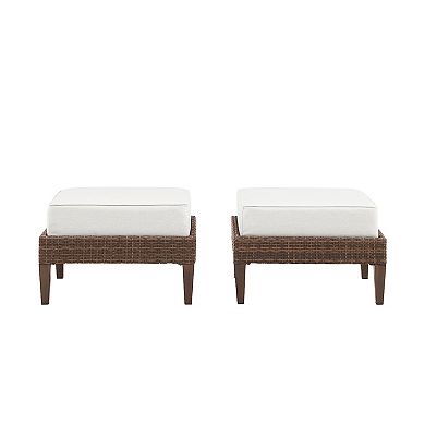 Crosley Capella Outdoor Wicker Ottoman 2-Piece Set