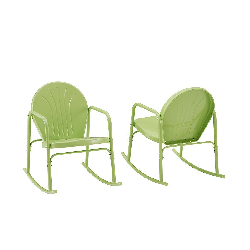 Crosley Griffith Outdoor Metal Rocking Chair 2-Piece Set, Green