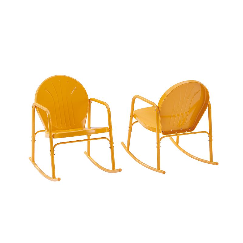 Crosley Griffith Outdoor Metal Rocking Chair 2-Piece Set, Orange