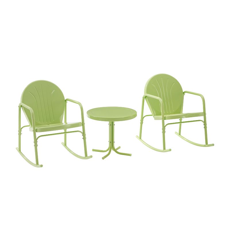 Crosley Griffith Outdoor Metal Rocking Chair 3-Piece Set, Green