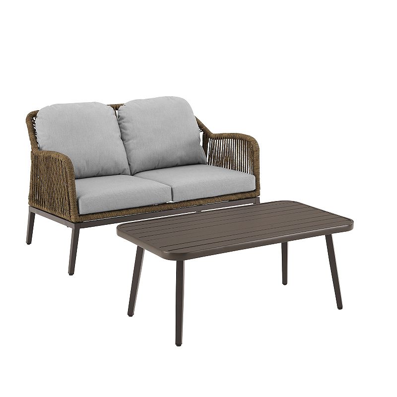 Crosley Haven Outdoor Wicker Conversation 2-Piece Set, Light Gray