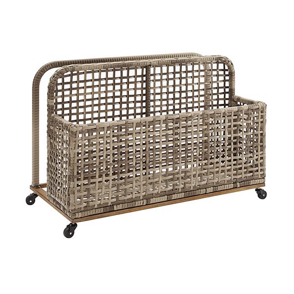 Ridley Outdoor Wicker & Metal Pool Storage Caddy - Gray - Crosley