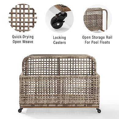 Crosley Ridley Outdoor Wicker & Metal Pool Storage Caddy