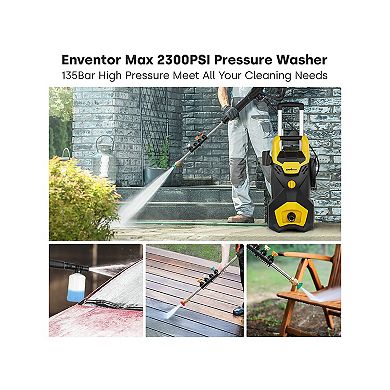 Enventor 2300 PSI Electric Portable Compact Powered Pressure Washer for Cars, Patios, Driveways