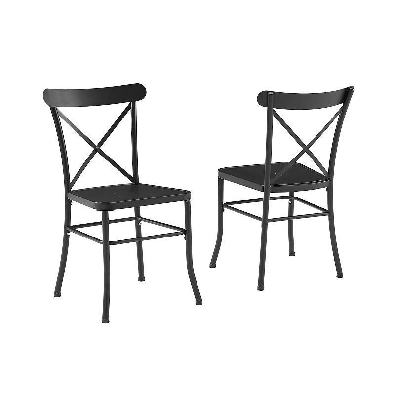 Crosley Astrid Indoor / Outdoor Metal Dining Chair 2-Piece Set, Black