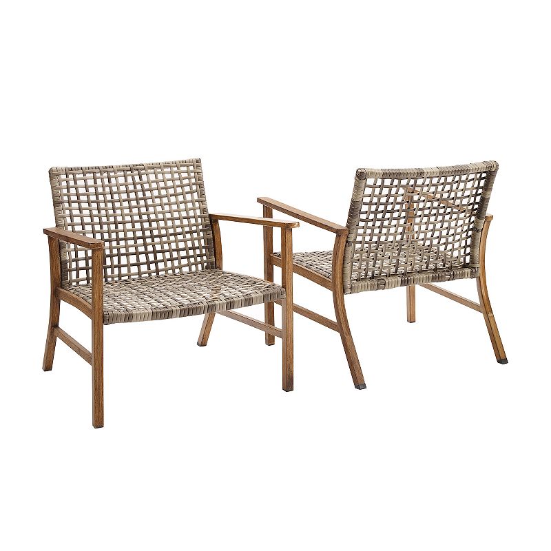 Crosley Ridley Outdoor Wicker & Metal Arm Chair 2-Piece Set, Grey