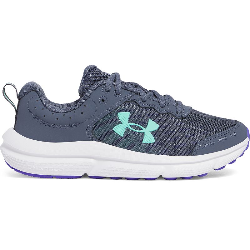 Under Armour Grade School Assert 10 Kids' Running Shoes, Girl's, Size: 4, Virtual Purple Green