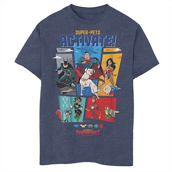 Boys 8-20 DC Comics Super Pets Activate Superheros And Best Friends Panels Graphic Tee
