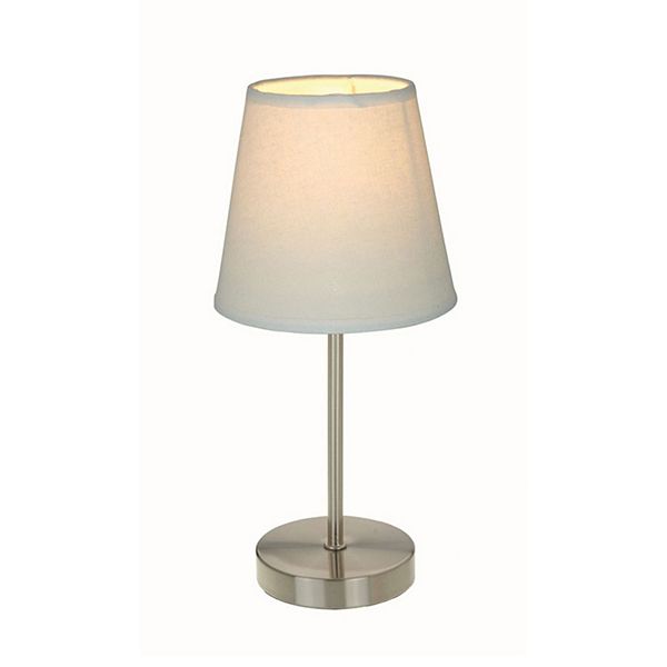 Simple Designs Sand Nickel Basic Table Lamp with White Shade