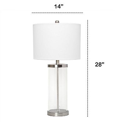 Lalia Home Entrapped Glass Table Lamp with White Fabric Shade