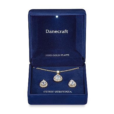 Danecraft Cubic Zirconia Teardrop Necklace & Stud Earring Set
