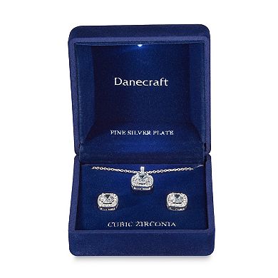 Danecraft Cubic Zirconia Cushion Necklace & Stud Earring Set