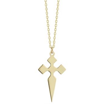 LUMINOR GOLD 14k Gold Dagger Cross Pendant Necklace