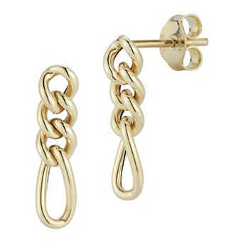 LUMINOR GOLD 14k Gold Figaro Chain Drop Earrings