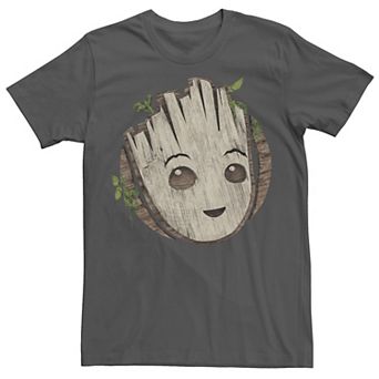 Men's Marvel I am Groot Face Badge Wooden Badge Tee