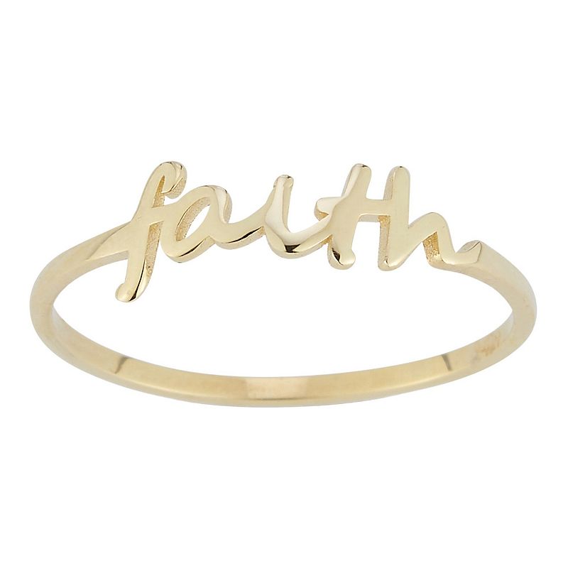 LUMINOR GOLD 14k Gold Faith Stackable Ring, Womens, Size: 6, Yellow