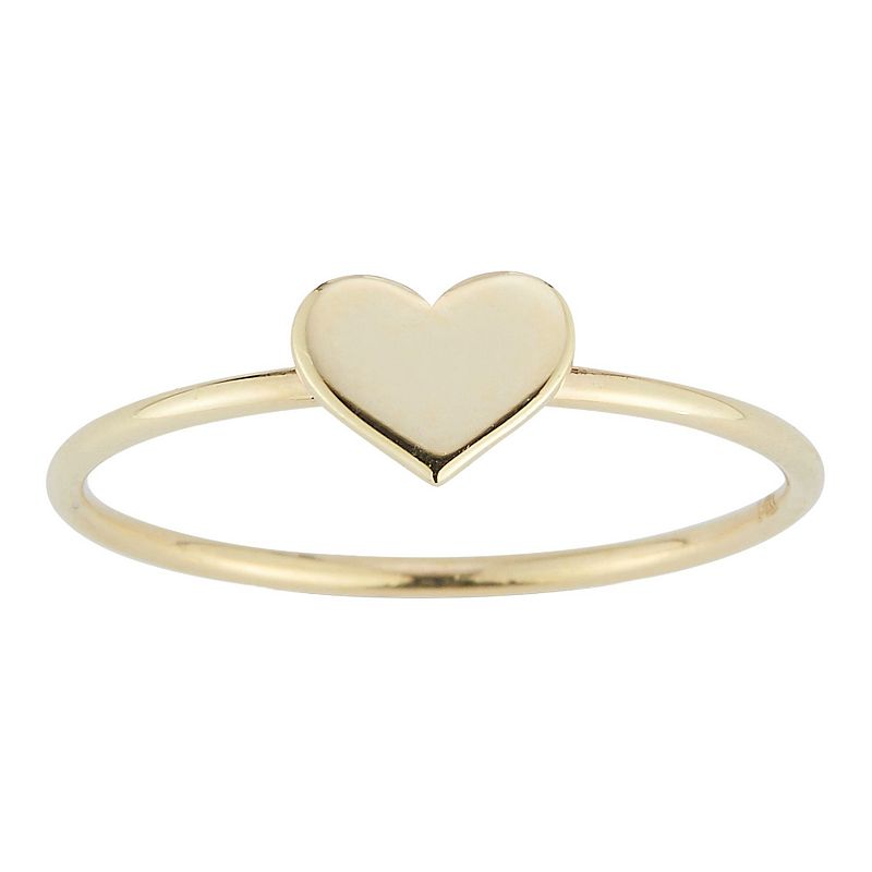 LUMINOR GOLD 14k Gold Heart Stackable Ring, Womens, Size: 6, Yellow