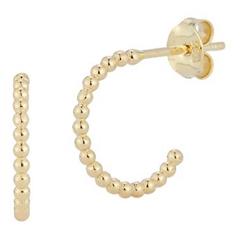 LUMINOR GOLD 14k Gold Beaded Hoop Earrings