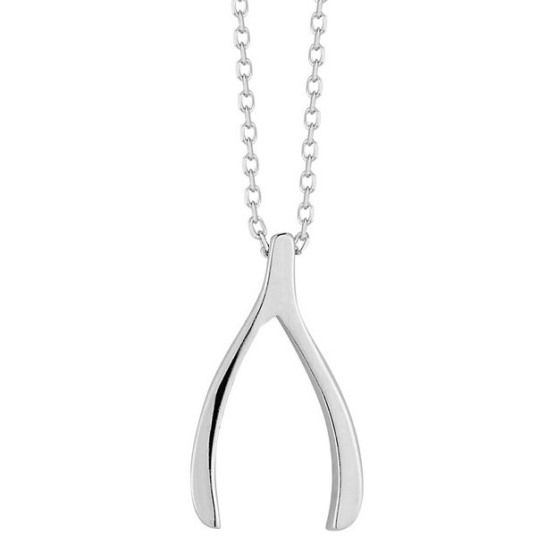 White gold store wishbone necklace