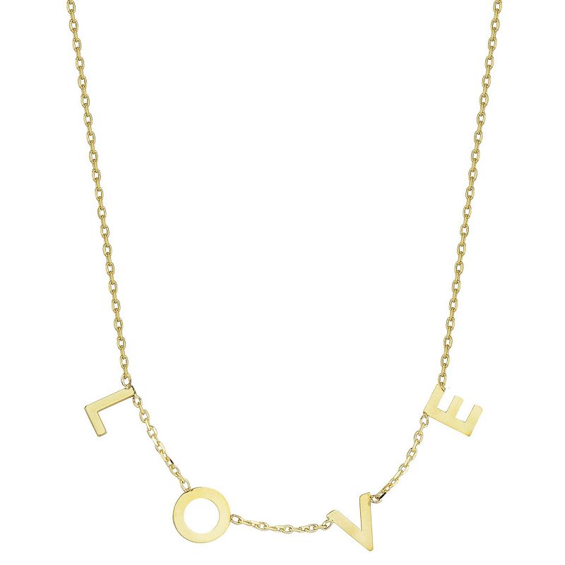 LUMINOR GOLD 14k Gold LOVE Charm Necklace, Womens, Size: 18, Yellow