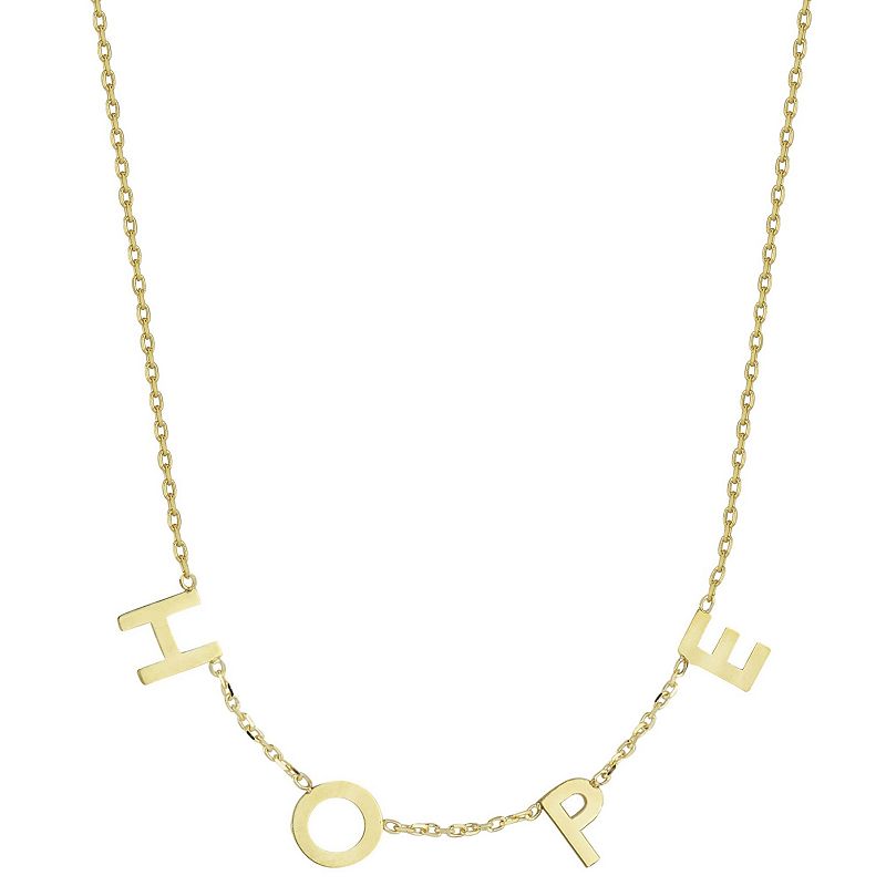 LUMINOR GOLD 14k Gold HOPE Charm Necklace, Womens, Size: 18, Yellow