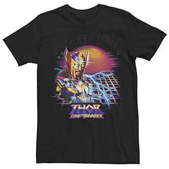 Men's Marvel Thor Love and Thunder Synthwave Sunset Tee