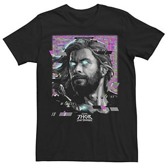 Men's Marvel Thor Love And Thunder Glitching Thor Face Portrait Tee