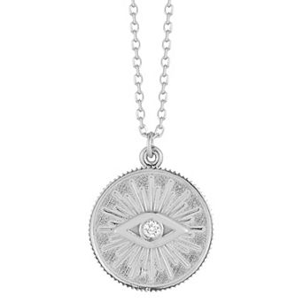 LUMINOR GOLD Diamond Accent Evil Eye Disk Pendant Necklace