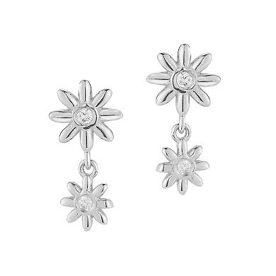 LUMINOR GOLD Diamond Accent Dainty Double Flower Drop Stud Earrings